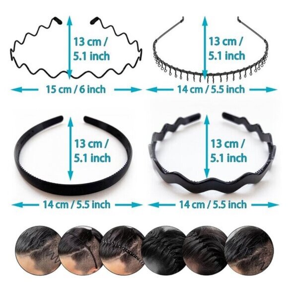 ⚡Men C-New 10pcs Metal Fashion Unisex Wavy Outdoor Simple Elastic Headband main image 4